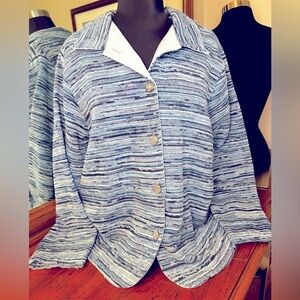 Coldwater Creek lined blue striped blazer. size PXL. NWOTGS.